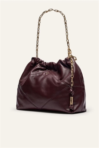 ba&sh, JUNE, leather tote bag, Bordeaux